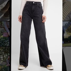 Bershka High Waisted Wide Leg Jeans Black